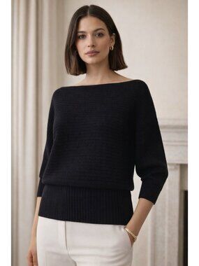 Fogal Italy Womens Sweater Sz Small Black Merino Wool Cashmere Luxury Oversized